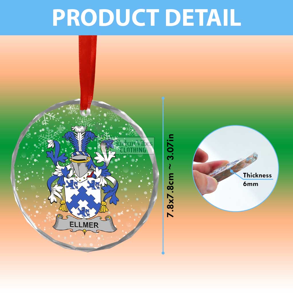 Ellmer Irish Clan Christmas Glass Ornament with Coat of Arms - 2D-tartanvibesclothing