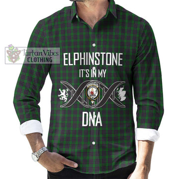 Elphinstone Tartan Long Sleeve Button Shirt with Family Crest DNA In Me Style