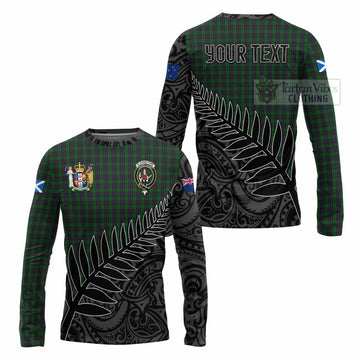 Elphinstone Crest Tartan Long Sleeve T-Shirt with New Zealand Silver Fern Half Style Unisex - Tartan Vibes Clothing