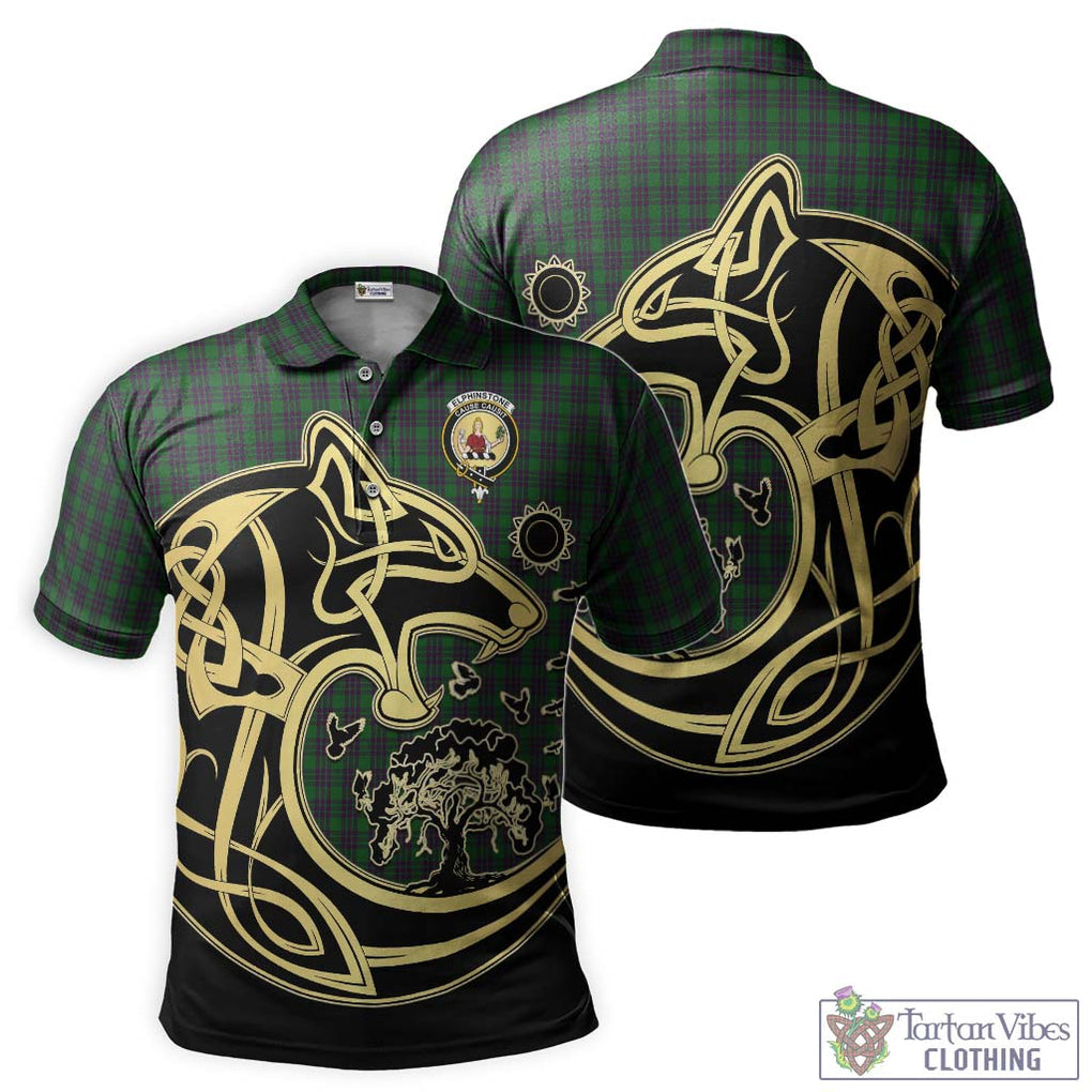 Elphinstone Tartan Polo Shirt with Family Crest Celtic Wolf Style Kid - Tartan Vibes Clothing