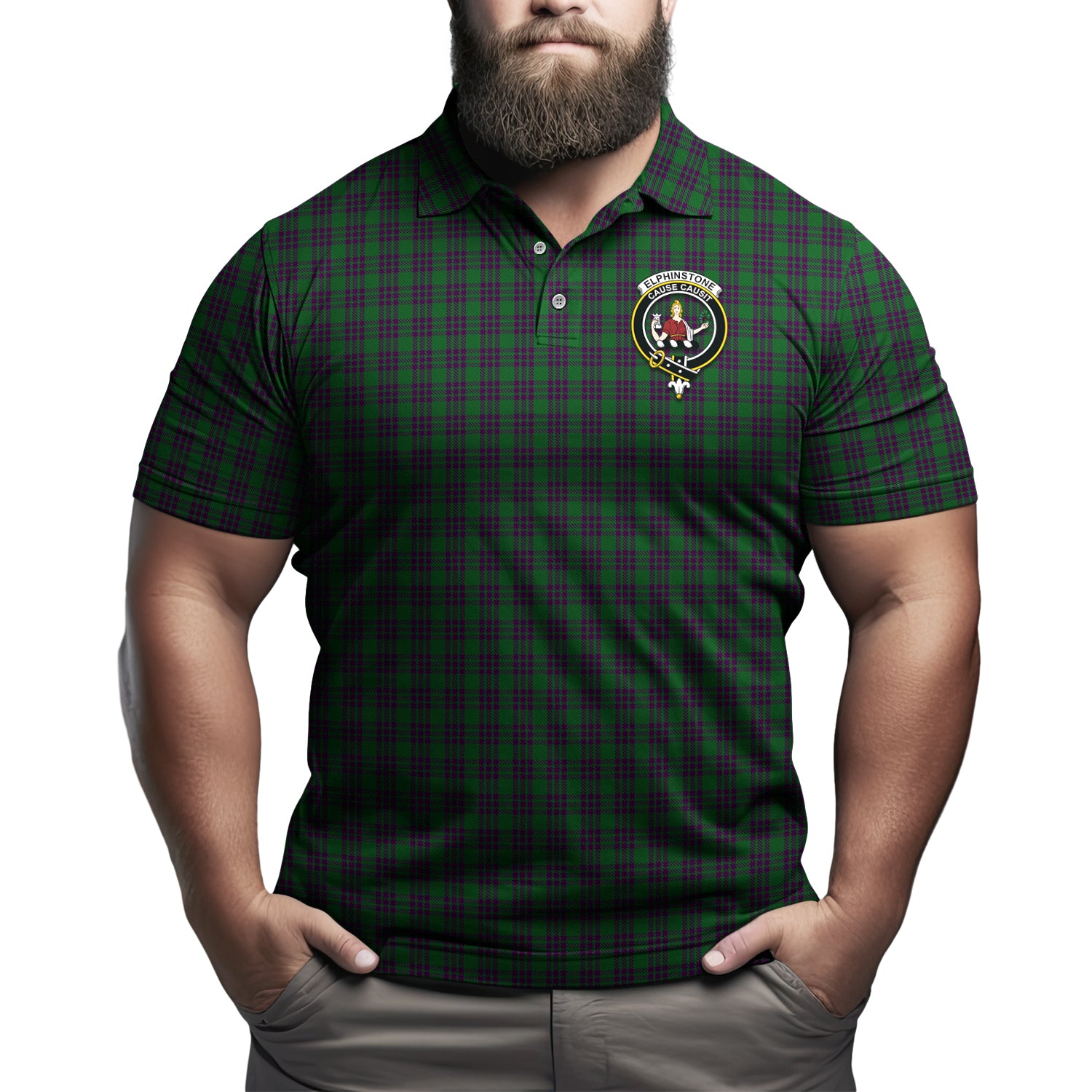 Elphinstone Tartan Men's Polo Shirt with Family Crest Kid - Tartan Vibes Clothing