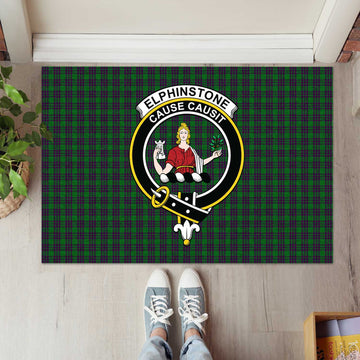 Elphinstone Tartan Door Mat with Family Crest