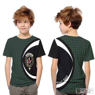 Elphinstone Tartan Kid T-Shirt with Family Crest Circle Style