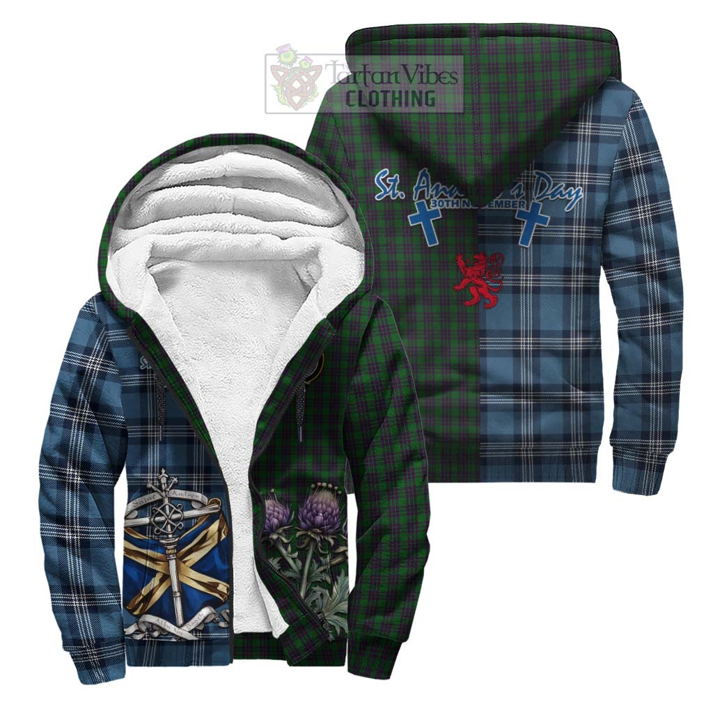 Tartan Vibes Clothing Elphinstone Tartan Sherpa Hoodie Happy St. Andrew's Day Half Tartan Style