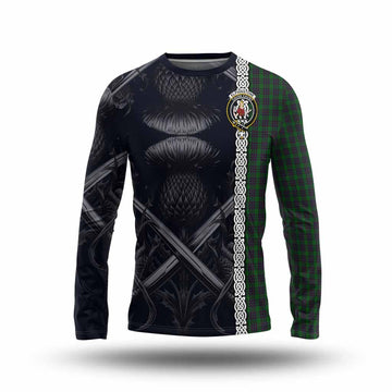 Elphinstone Tartan Long Sleeve T-Shirt with Family Crest Cross Sword Thistle Celtic Vibes Unisex - Tartan Vibes Clothing