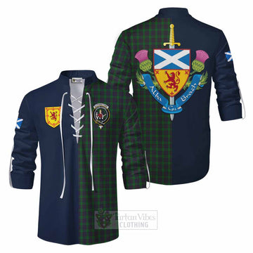 Elphinstone Tartan Ghillie Kilt Shirt Alba with Scottish Lion Royal Arm Half Style Men - Tartan Vibes Clothing