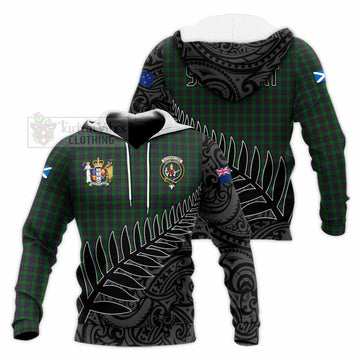 Elphinstone Crest Tartan Knitted Hoodie with New Zealand Silver Fern Half Style