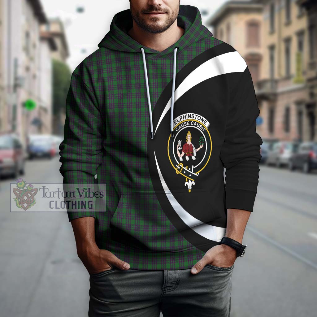 Tartan Vibes Clothing Elphinstone Tartan Hoodie with Family Crest Circle Style