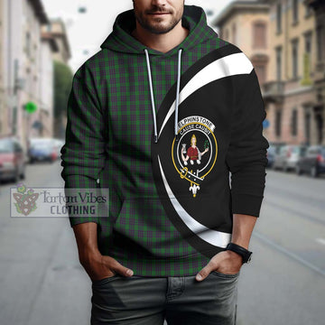 Elphinstone Tartan Hoodie with Family Crest Circle Style