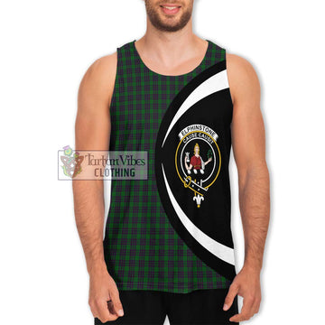 Elphinstone Tartan Men's Tank Top with Family Crest Circle Style