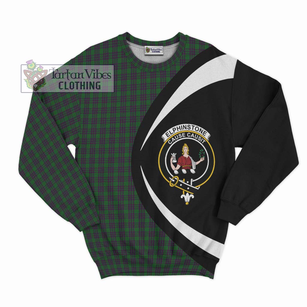 Elphinstone Tartan Sweatshirt with Family Crest Circle Style Unisex - Tartan Vibes Clothing