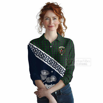 Elphinstone Tartan Women's Casual Shirt Featuring Thistle and Scotland Map