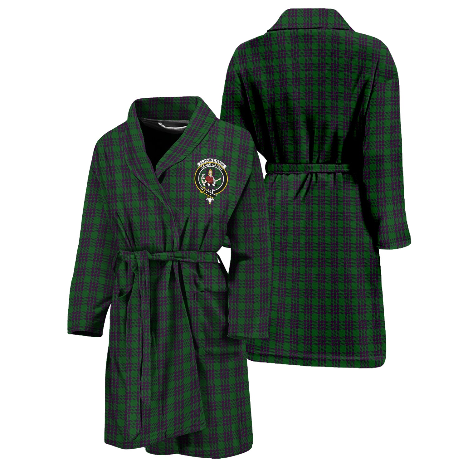 Elphinstone Tartan Bathrobe with Family Crest Unisex S - Tartan Vibes Clothing