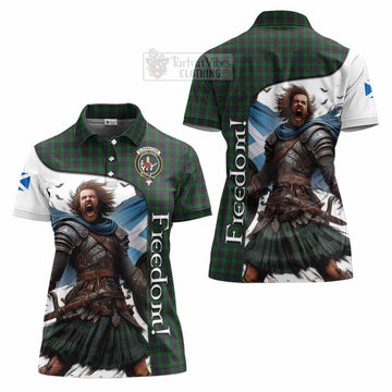 Elphinstone Crest Tartan Women's Polo Shirt Inspired by the Freedom of Scottish Warrior