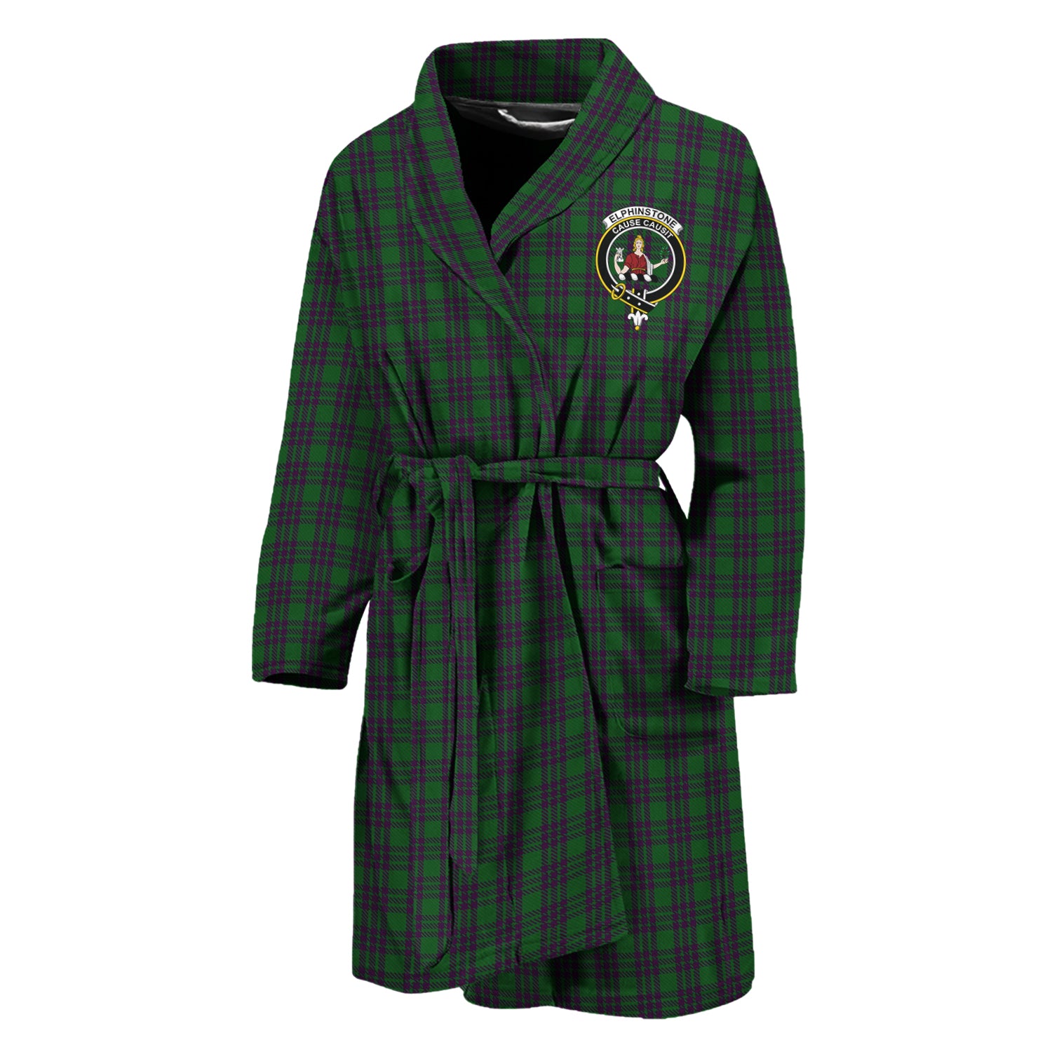 Elphinstone Tartan Bathrobe with Family Crest Unisex M - Tartan Vibes Clothing