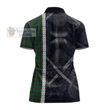 Elphinstone Tartan Women's Polo Shirt with Family Crest Cross Sword Thistle Celtic Vibes - Tartan Vibes Clothing