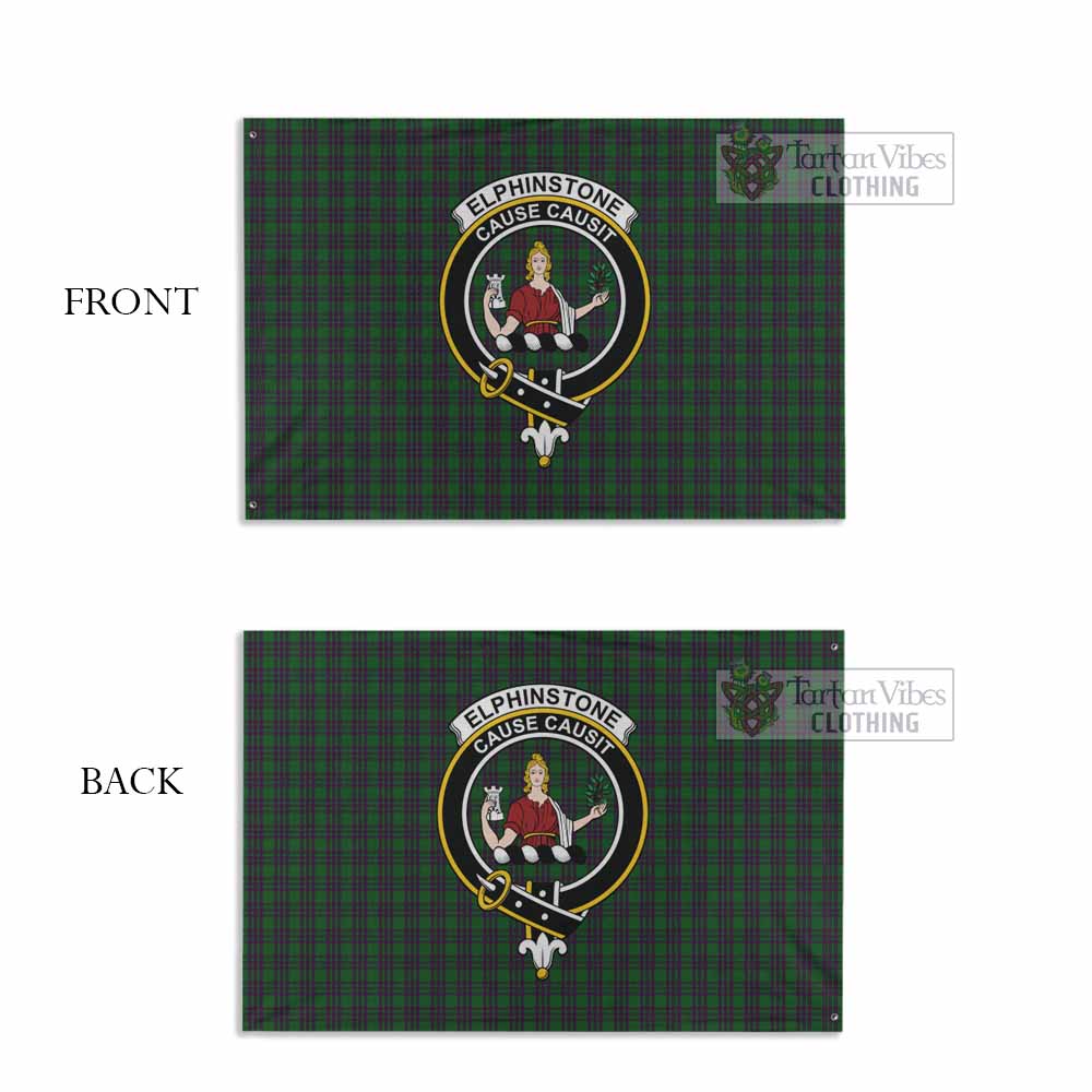 Elphinstone Tartan House Flag with Family Crest - Tartan Vibes Clothing