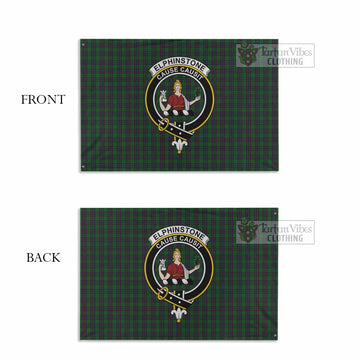 Elphinstone Tartan House Flag with Family Crest