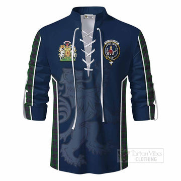 Elphinstone Tartan Ghillie Kilt Shirt with Family Crest and Lion Rampant Vibes Sport Style - Tartan Vibes Clothing