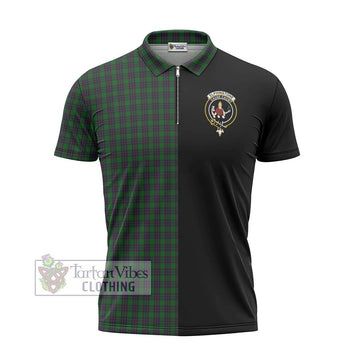 Elphinstone Tartan Zipper Polo Shirt with Family Crest and Half Of Me Style - Tartan Vibes Clothing