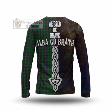 Elphinstone Tartan Family Crest Long Sleeve T-Shirt Alba Gu Brath Be Brave Lion Ancient Style - Tartan Vibes Clothing