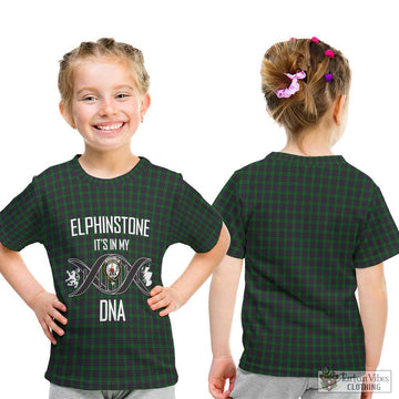 Elphinstone Tartan Kid T-Shirt with Family Crest DNA In Me Style