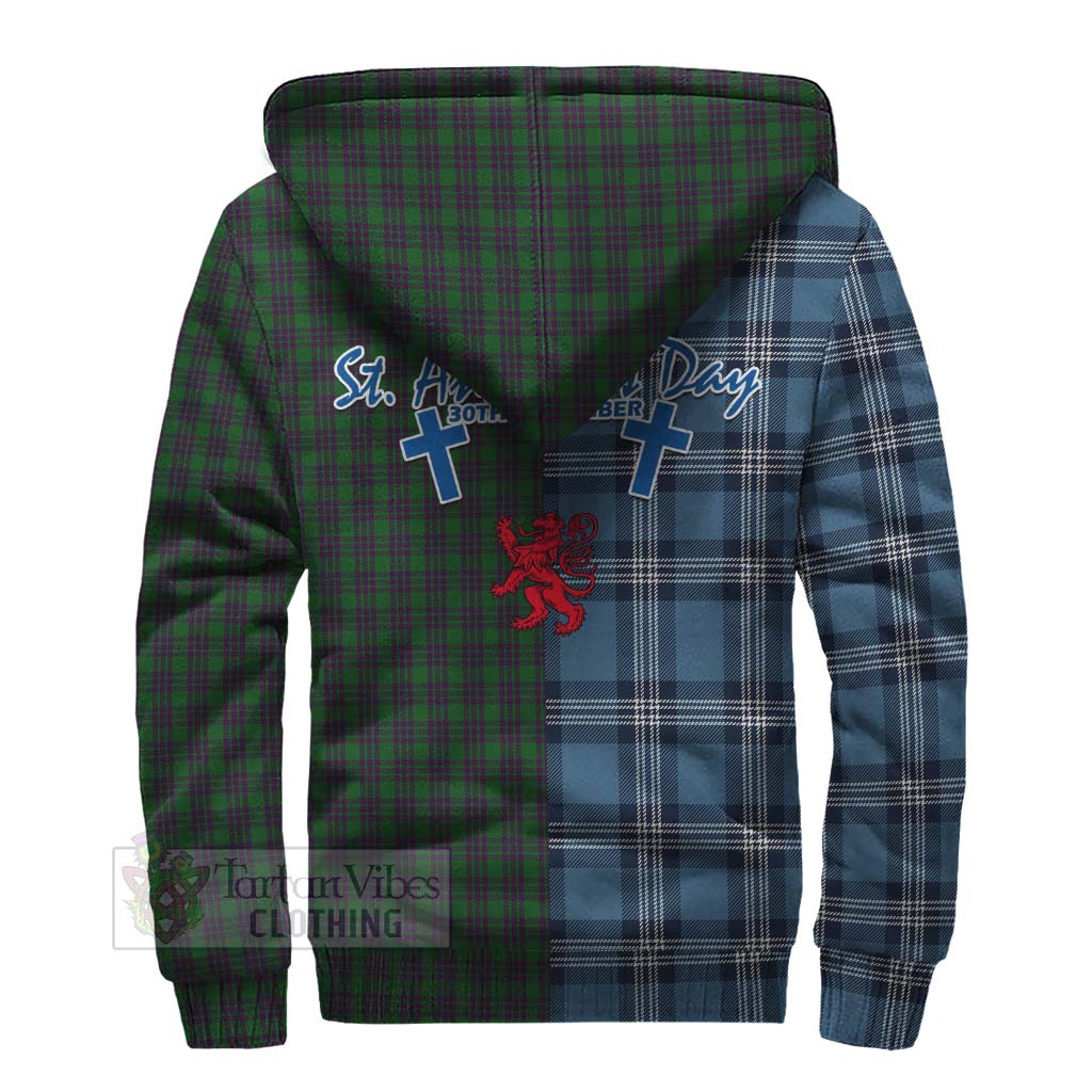 Tartan Vibes Clothing Elphinstone Tartan Sherpa Hoodie Happy St. Andrew's Day Half Tartan Style