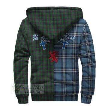 Elphinstone Tartan Sherpa Hoodie Happy St. Andrew's Day Half Tartan Style