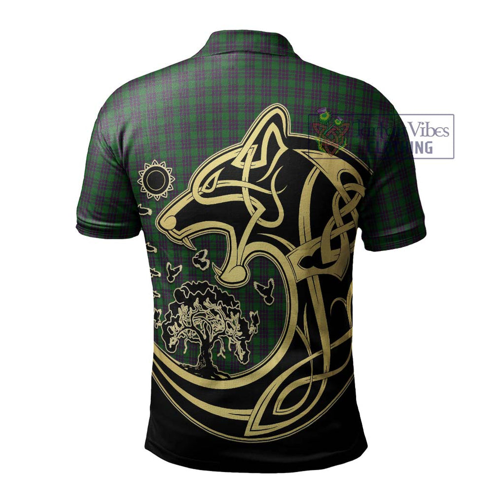 Elphinstone Tartan Polo Shirt with Family Crest Celtic Wolf Style - Tartan Vibes Clothing