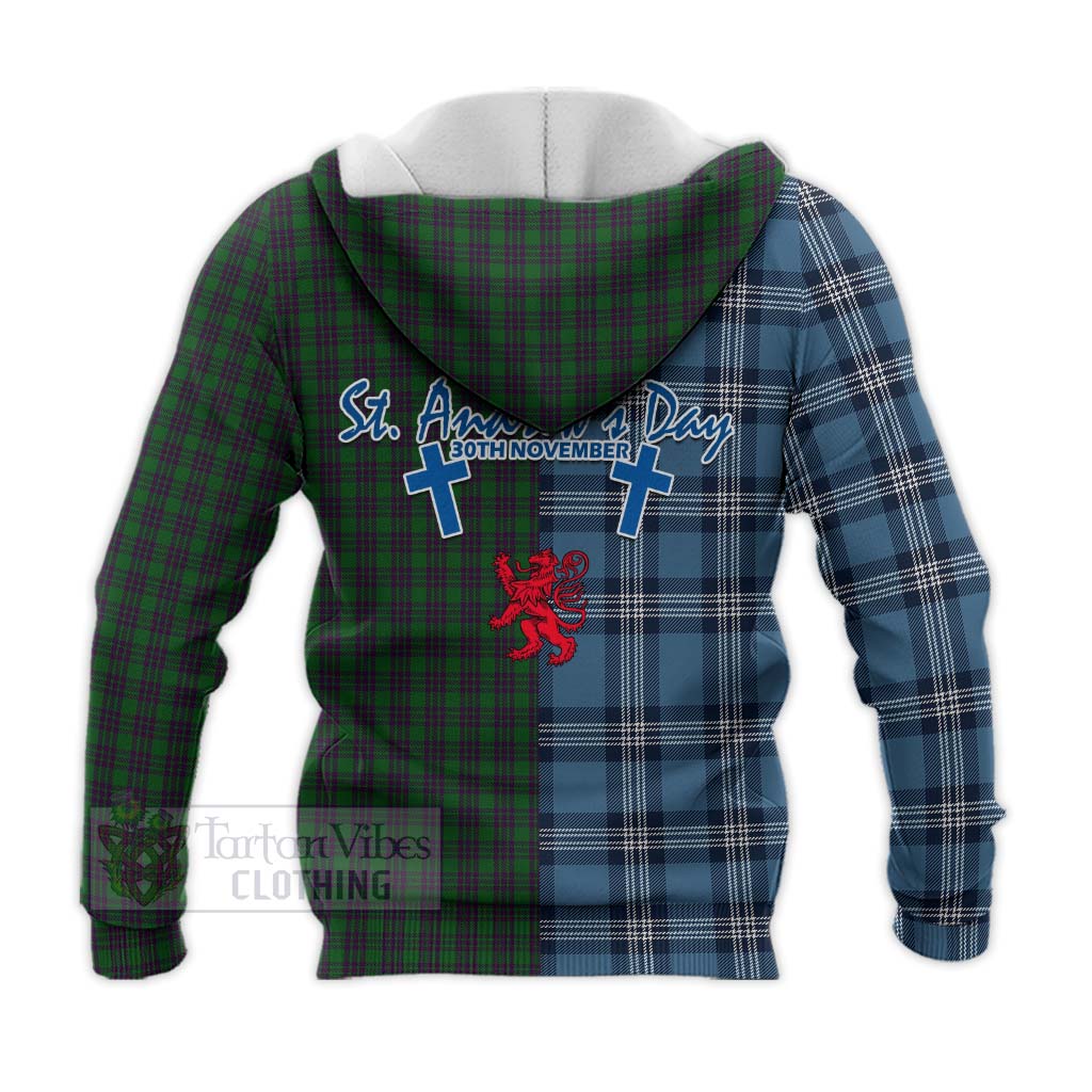 Tartan Vibes Clothing Elphinstone Tartan Knitted Hoodie Happy St. Andrew's Day Half Tartan Style