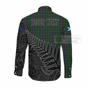 Elphinstone Crest Tartan Long Sleeve Button Shirt with New Zealand Silver Fern Half Style