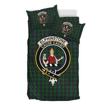 Elphinstone Tartan Bedding Set with Family Crest