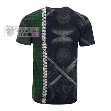 Elphinstone Tartan Cotton T-shirt with Family Crest Cross Sword Thistle Celtic Vibes - Tartan Vibes Clothing