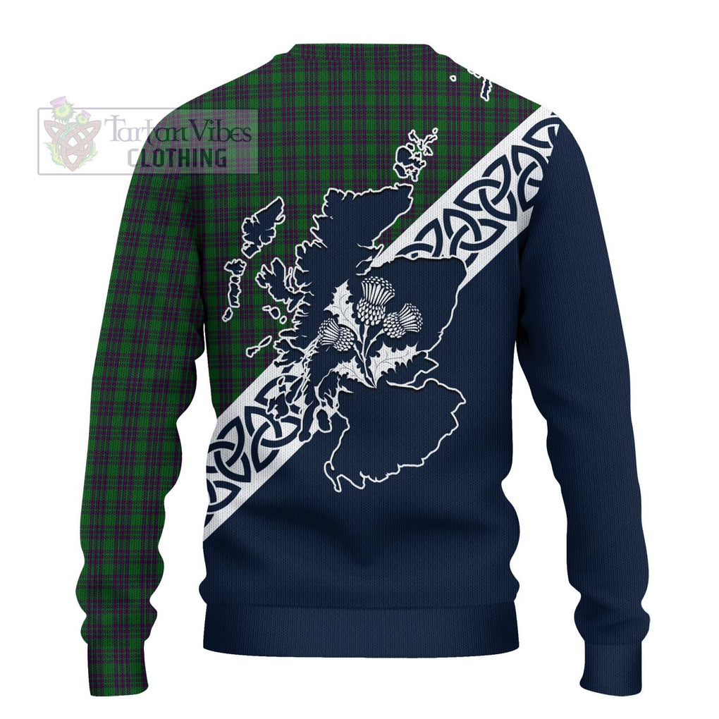 Elphinstone Tartan Ugly Sweater Featuring Thistle and Scotland Map - Tartan Vibes Clothing