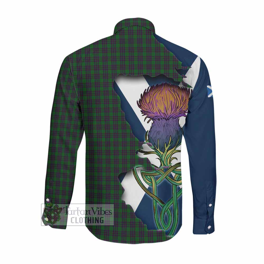 Elphinstone Tartan Family Crest Long Sleeve Button Shirt Scottish Thistle Celtic Inspired Men's Shirt - Tartan Vibes Clothing
