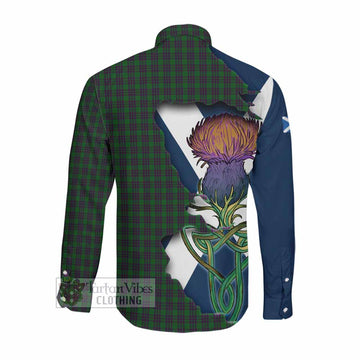 Elphinstone Tartan Family Crest Long Sleeve Button Shirt Scottish Thistle Celtic Inspired Men's Shirt - Tartan Vibes Clothing