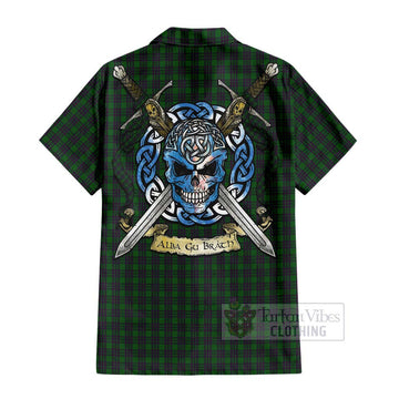 Elphinstone Tartan Hawaiian Shirt with Family Crest Celtic Skull Style - Tartan Vibes Clothing