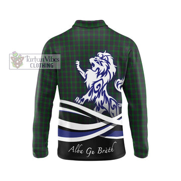 Elphinstone Tartan Long Sleeve Polo Shirt with Alba Gu Brath Regal Lion Emblem - Tartan Vibes Clothing