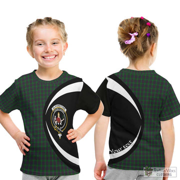 Elphinstone Tartan Kid T-Shirt with Family Crest Circle Style