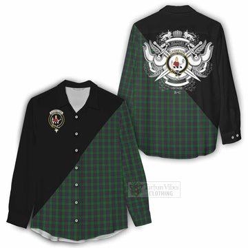 Elphinstone Tartan Women's Casual Shirt with Family Crest and Military Logo Style