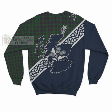 Elphinstone Tartan Sweatshirt Featuring Thistle and Scotland Map