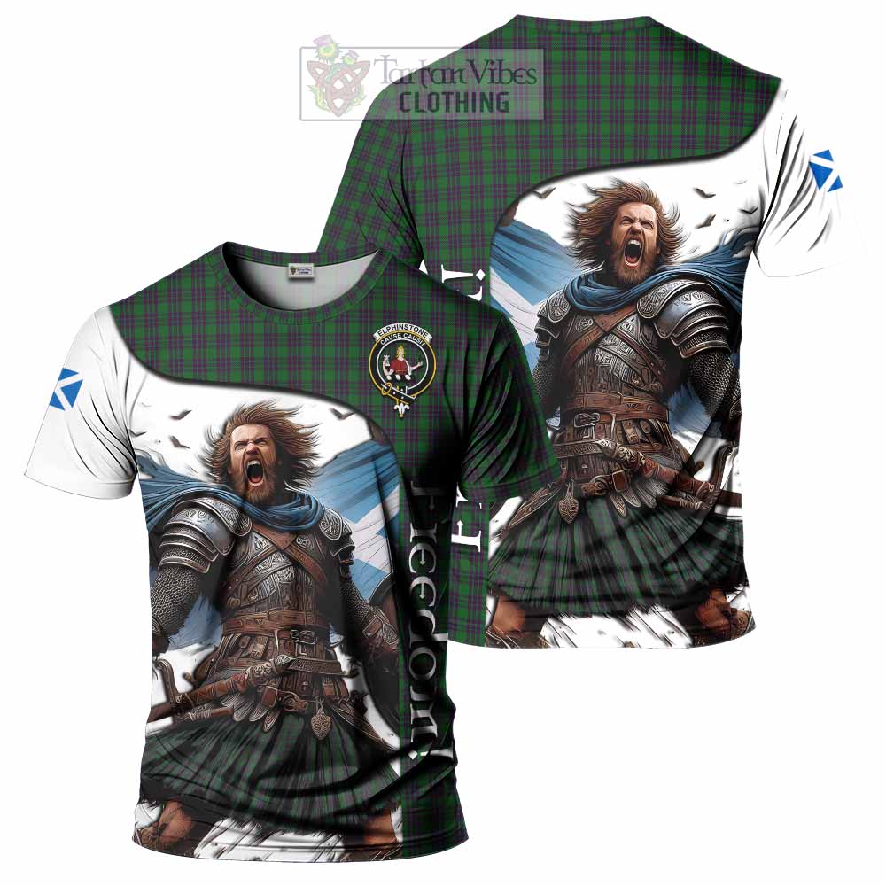 Elphinstone Crest Tartan T-Shirt Inspired by the Freedom of Scottish Warrior - Tartan Vibes Clothing