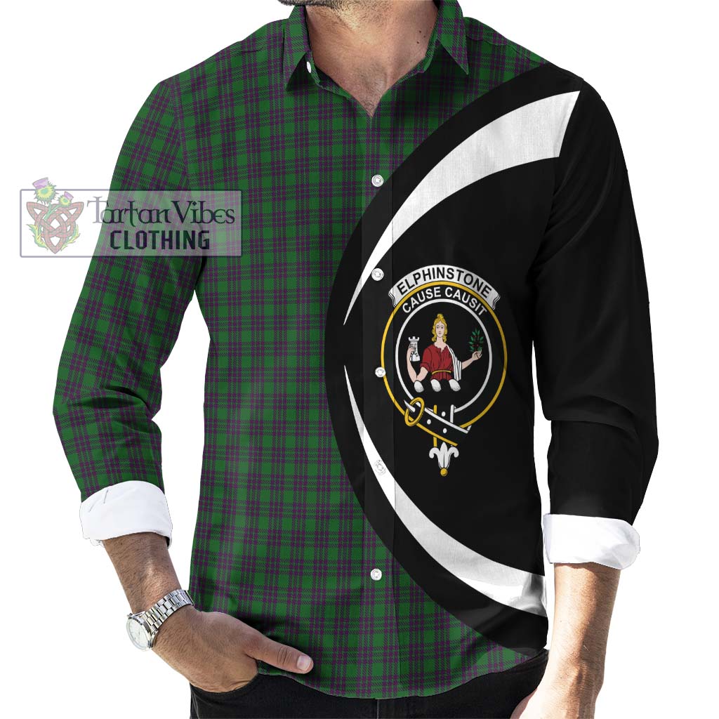 Elphinstone Tartan Long Sleeve Button Up with Family Crest Circle Style - Tartan Vibes Clothing