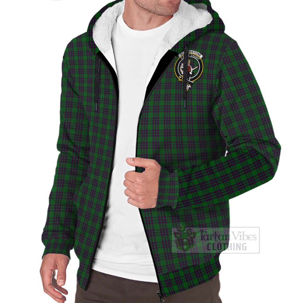 Tartan Vibes Clothing Elphinstone Tartan Sherpa Hoodie with Family Crest Celtic Skull Style