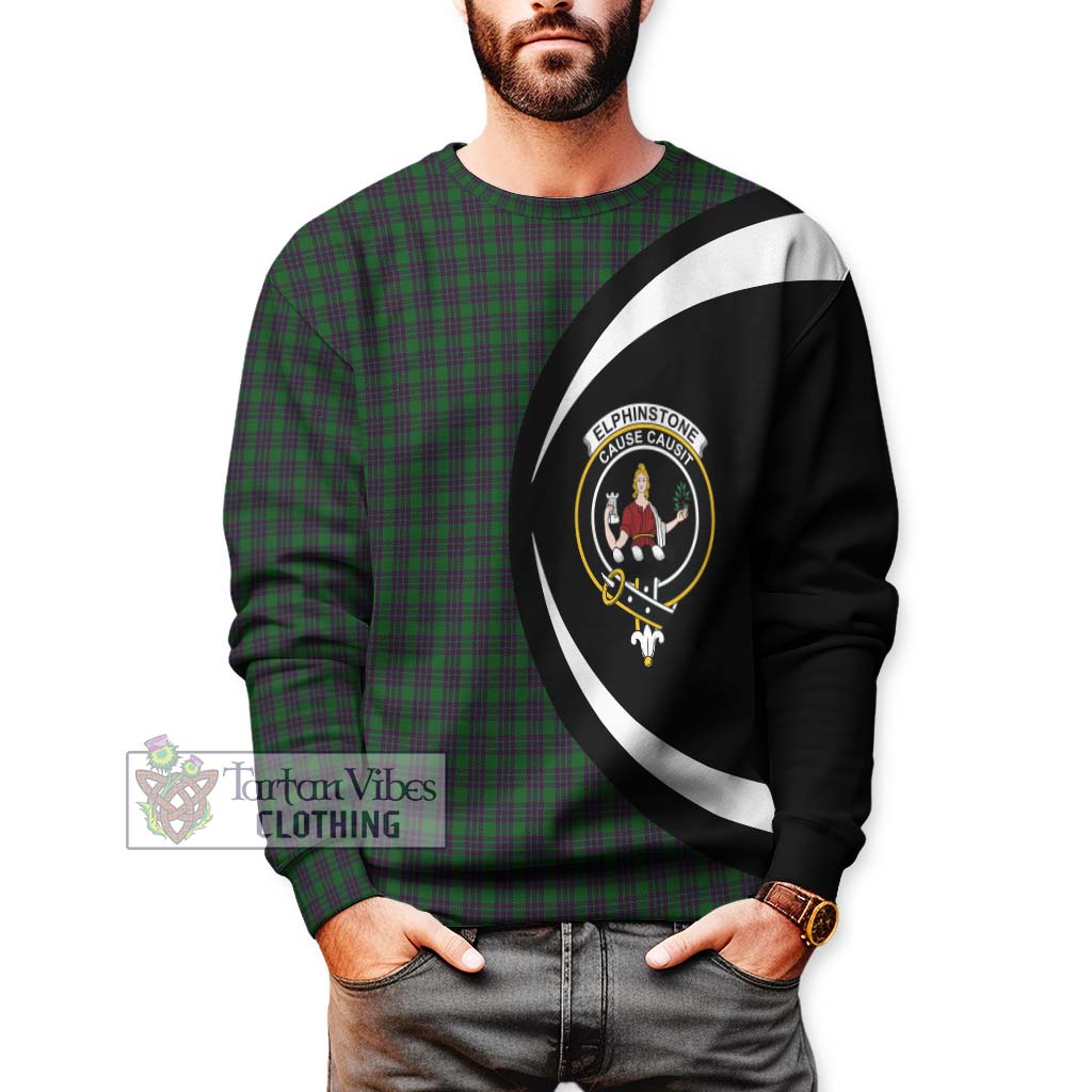 Elphinstone Tartan Sweatshirt with Family Crest Circle Style - Tartan Vibes Clothing