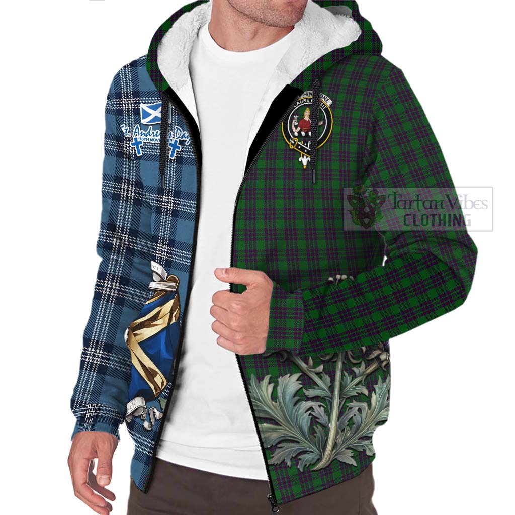 Tartan Vibes Clothing Elphinstone Tartan Sherpa Hoodie Happy St. Andrew's Day Half Tartan Style