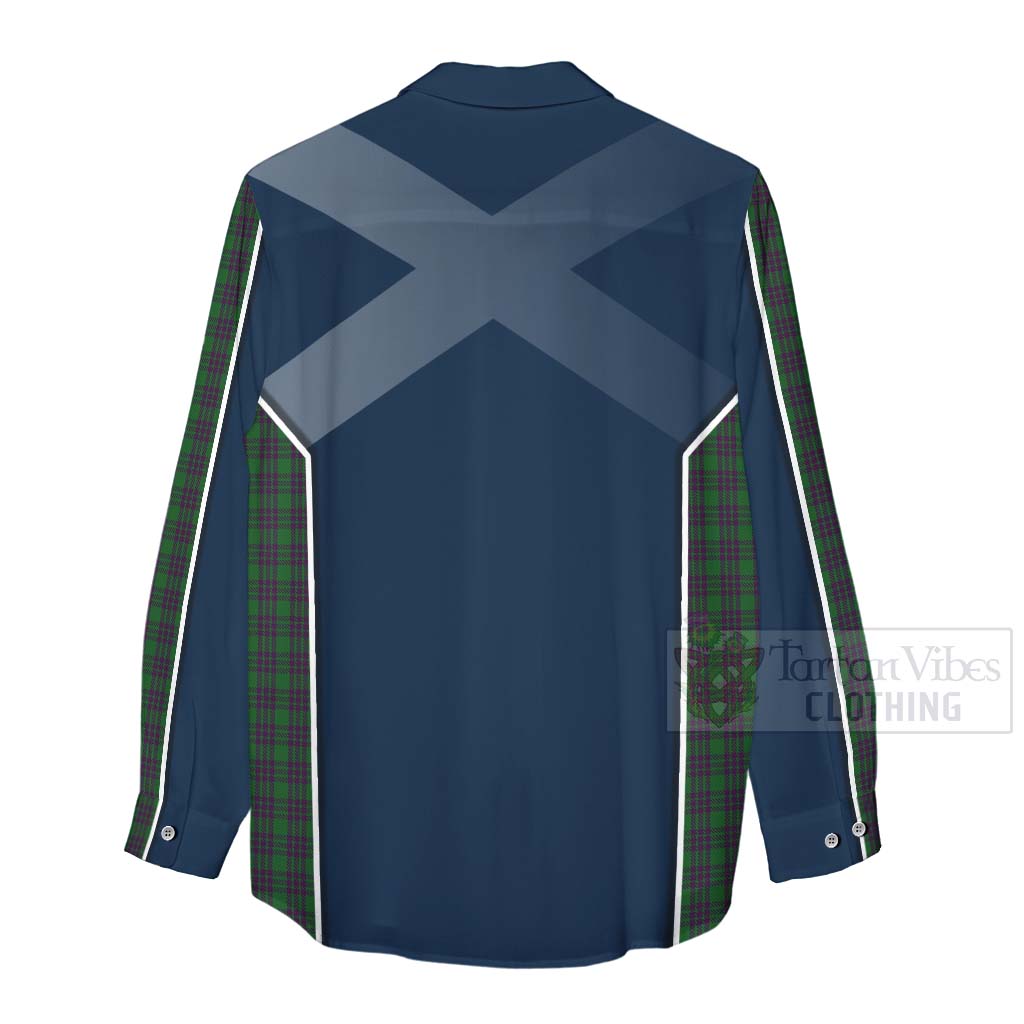 Tartan Vibes Clothing Elphinstone Tartan Women's Casual Shirt with Family Crest and Scottish Thistle Vibes Sport Style