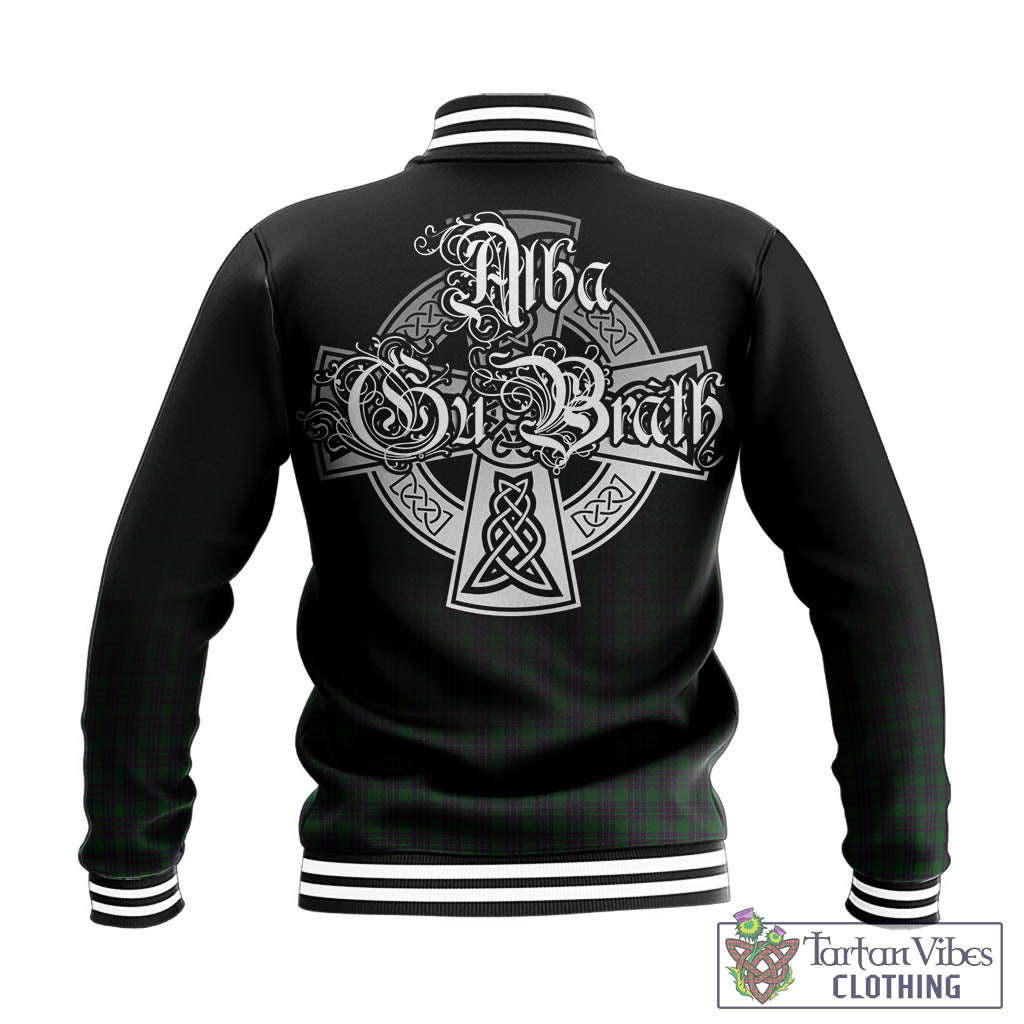 Tartan Vibes Clothing Elphinstone Tartan Baseball Jacket Featuring Alba Gu Brath Family Crest Celtic Inspired