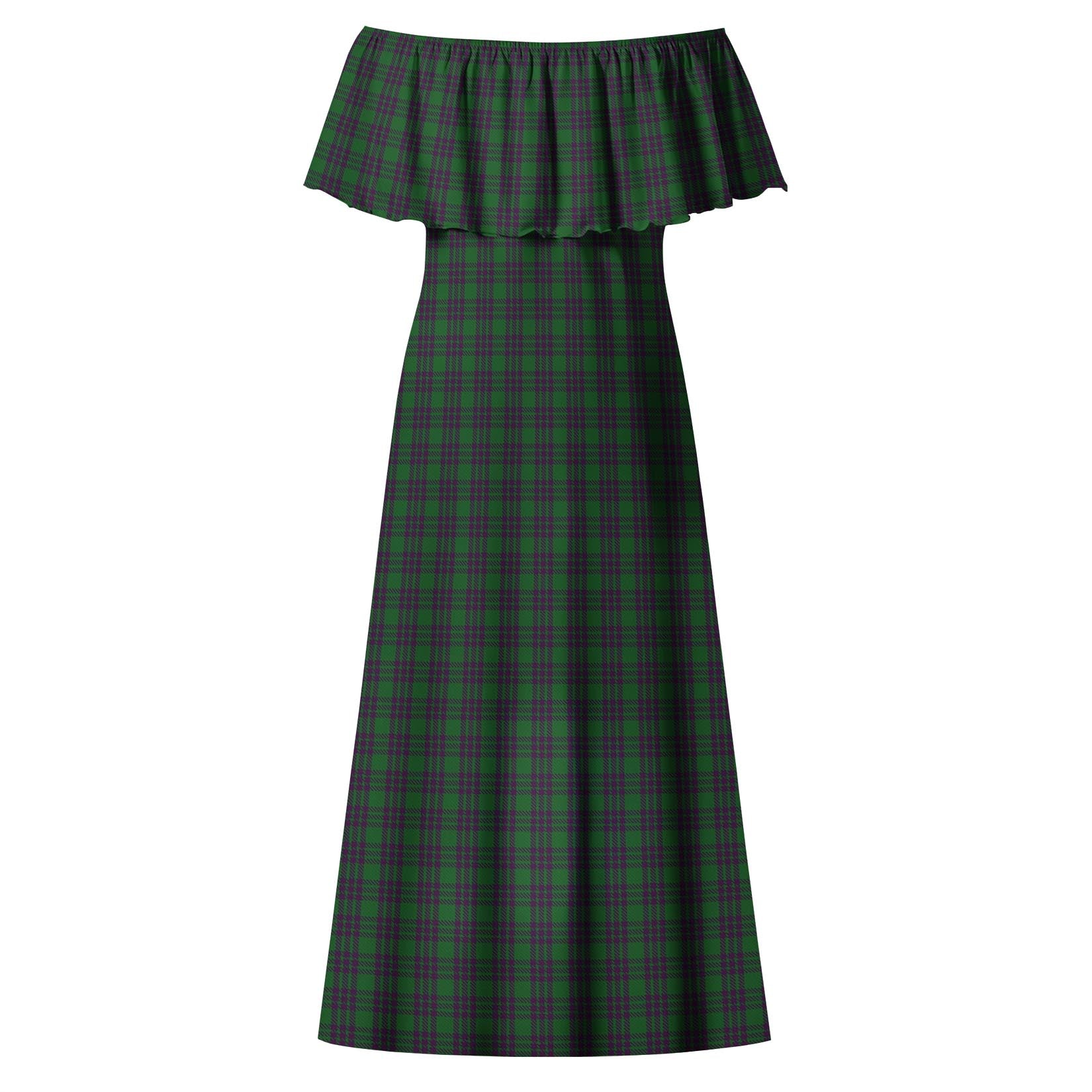 Elphinstone Tartan Off Shoulder Long Dress - Tartanvibesclothing