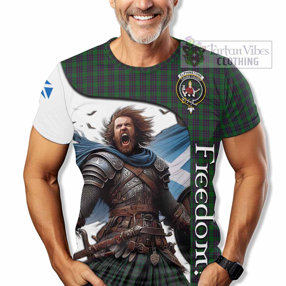 Elphinstone Crest Tartan T-Shirt Inspired by the Freedom of Scottish Warrior - Tartan Vibes Clothing